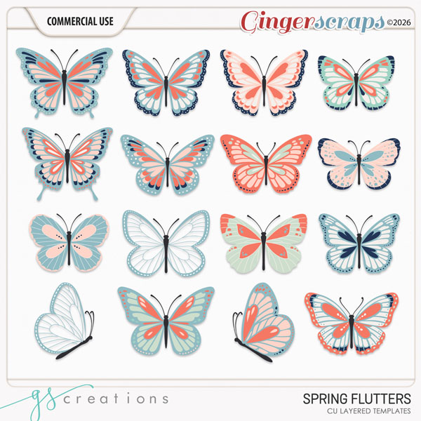 Spring Flutters Layered Templates (CU) by GS Creations