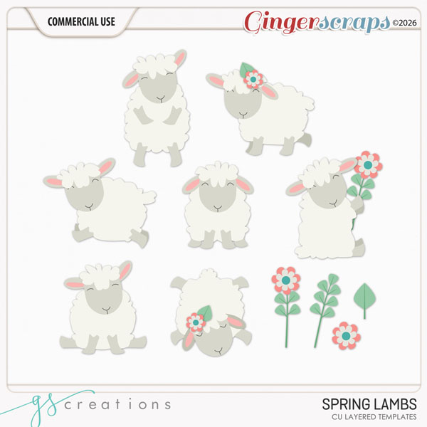Spring Lambs Layered Templates (CU) by GS Creations