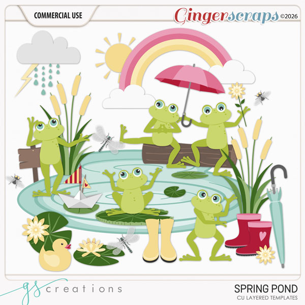 Spring Pond Layered Templates (CU) by GS Creations
