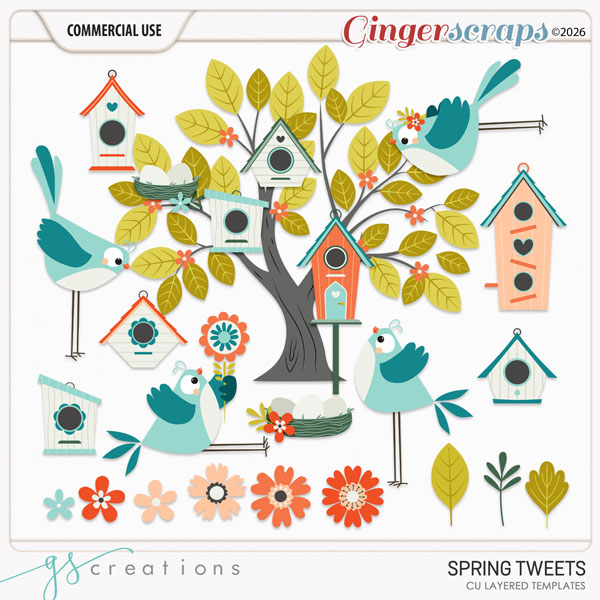Spring Tweets Layered Templates (CU) by GS Creations