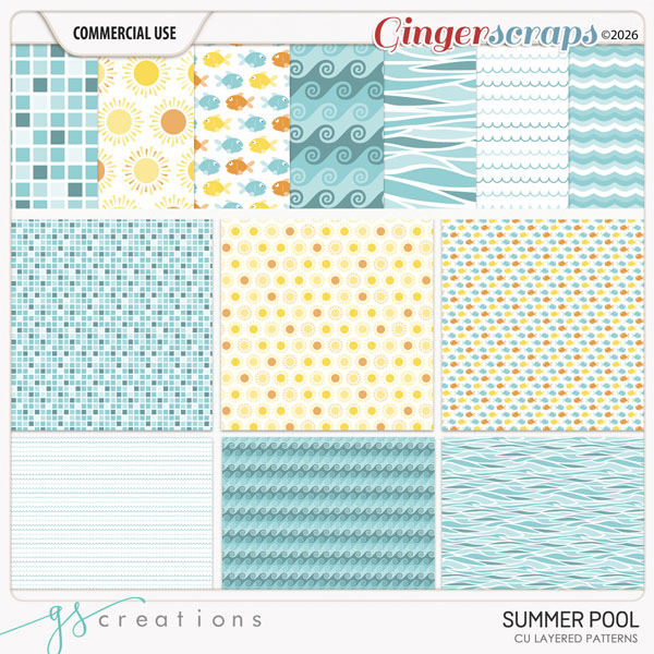 Summer Pool Layered Patterns (CU) by GS Creations