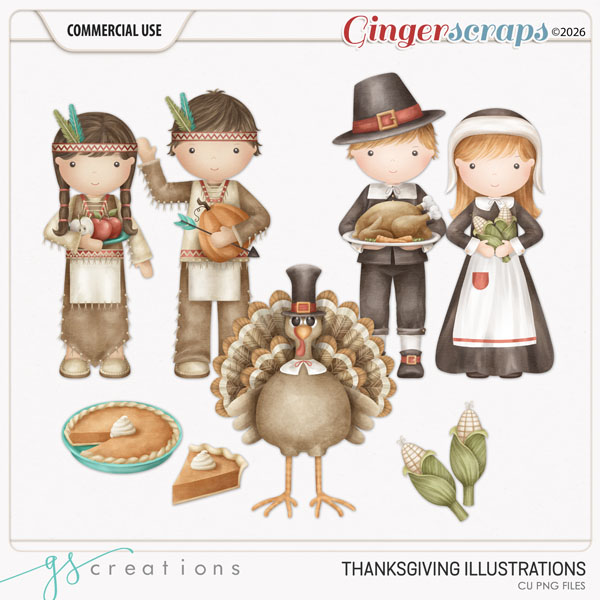 Thanksgiving Illustrations (CU) by GS Creations