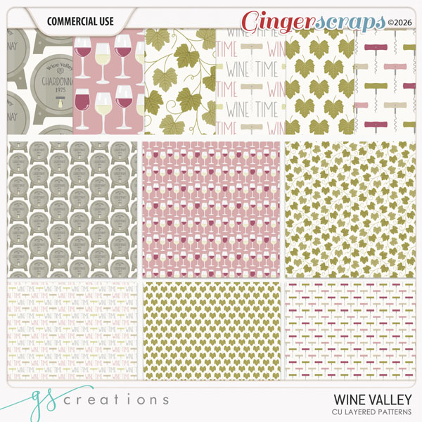 Wine Valley Layered Patterns (CU) by GS Creations