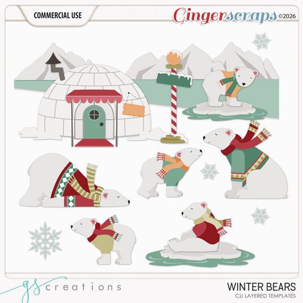 Winter Bears Layered Templates (CU) by GS Creations