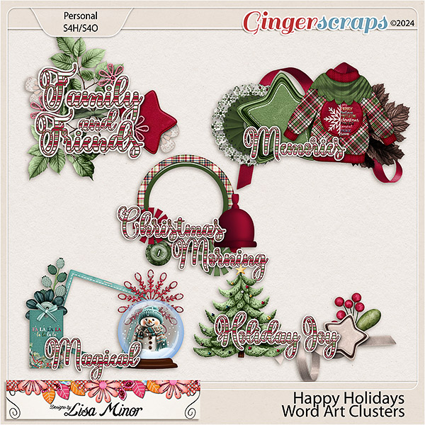 Happy Holidays Word Art from Designs by Lisa Minor