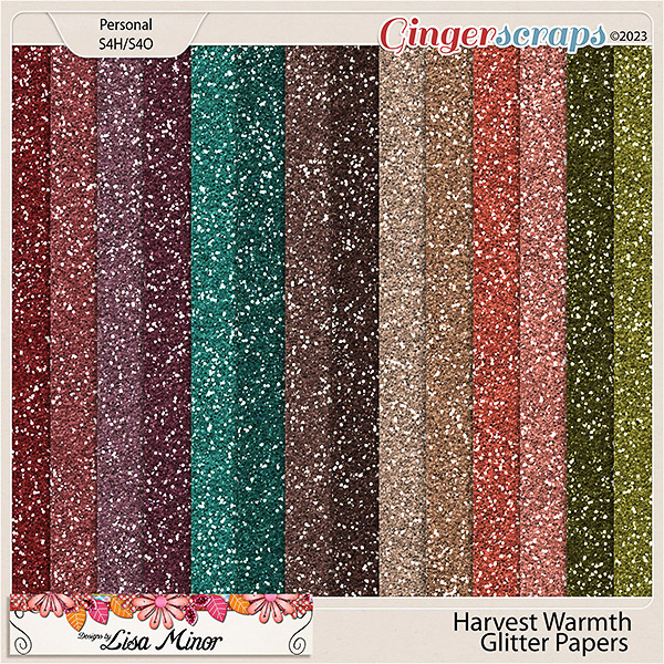Harvest Warmth Glitter Papers from Designs by Lisa Minor