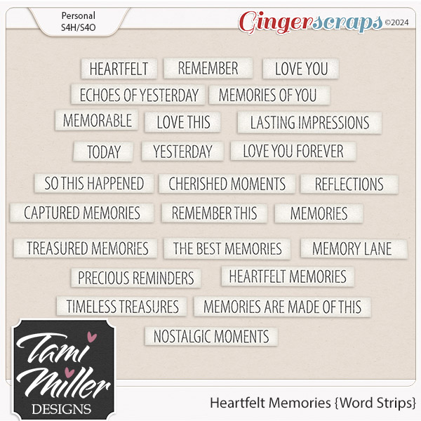 Heartfelt Memories Word Strips by Tami Miller Designs