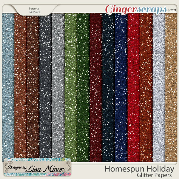 Homespun Holiday Glitter Papers from Designs by Lisa Minor