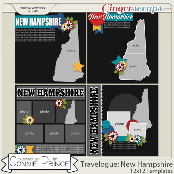 Travelogue New Hampshire - 12x12 Temps (CU Ok) by Connie Prince