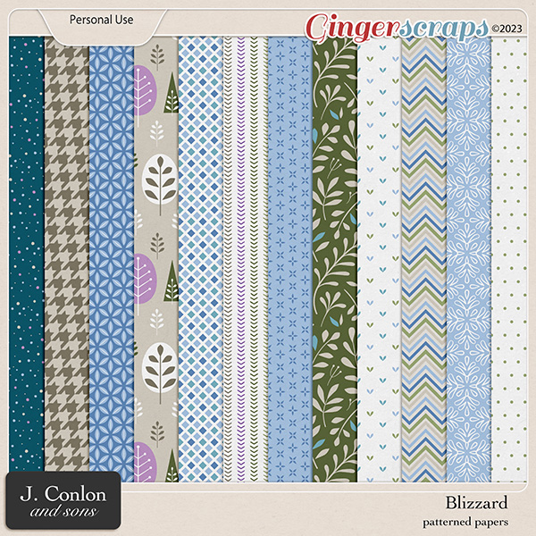 Blizzard Patterned Papers by J. Conlon and Sons