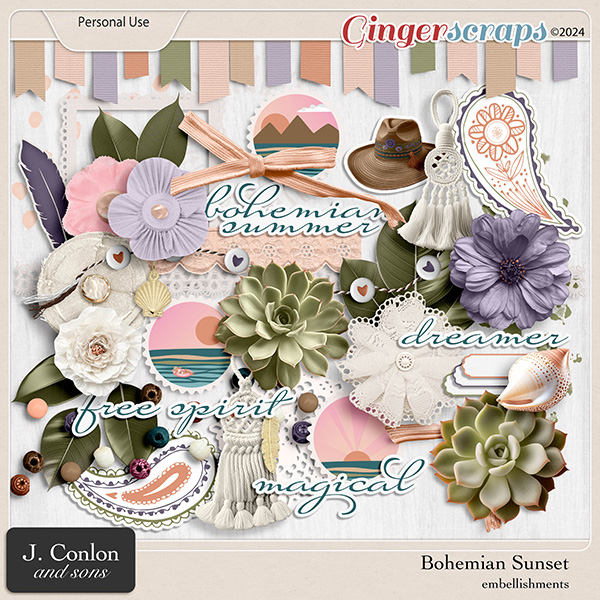 Bohemian Sunset Embellishments by J. Conlon and Sons