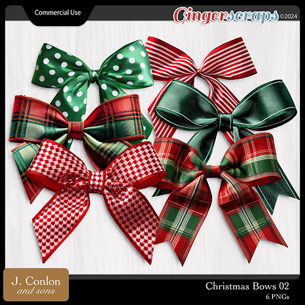 Christmas Bows 2 CU Embellishments by J. Conlon and Sons