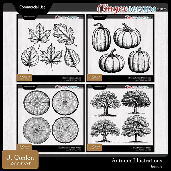 Illustrations: Autumn CU Bundle by J. Conlon and Sons