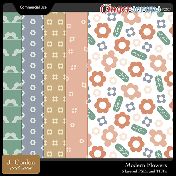 Modern Flowers CU Patterns by J. Conlon and Sons
