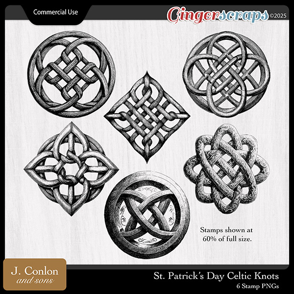 St. Patrick's Day Celtic Knot Stamps CU by J. Conlon and Sons
