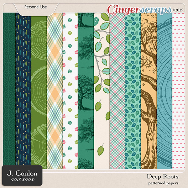 Deep Roots Patterned Papers by J. Conlon and Sons