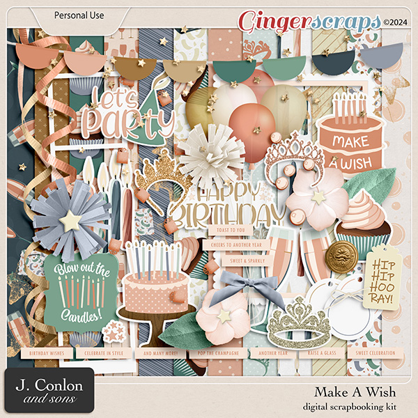Make A Wish Digital Scrapbooking Kit by J. Conlon and Sons