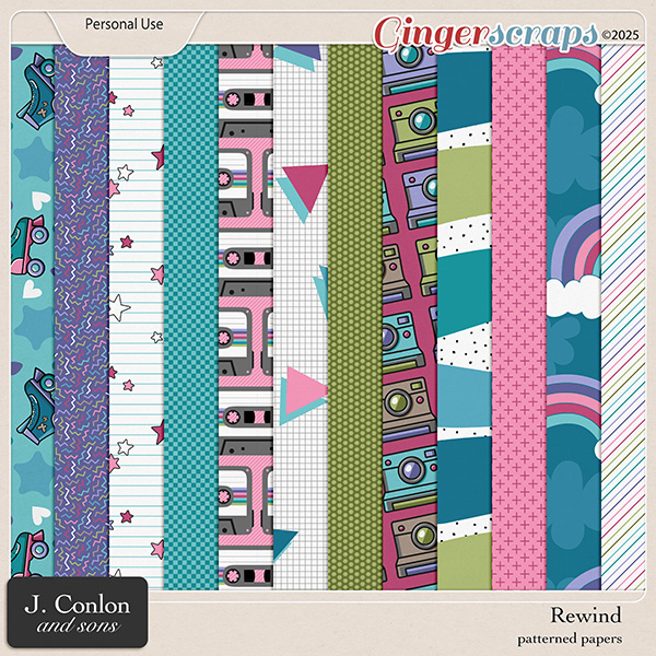 Rewind Patterned Papers by J. Conlon and Sons