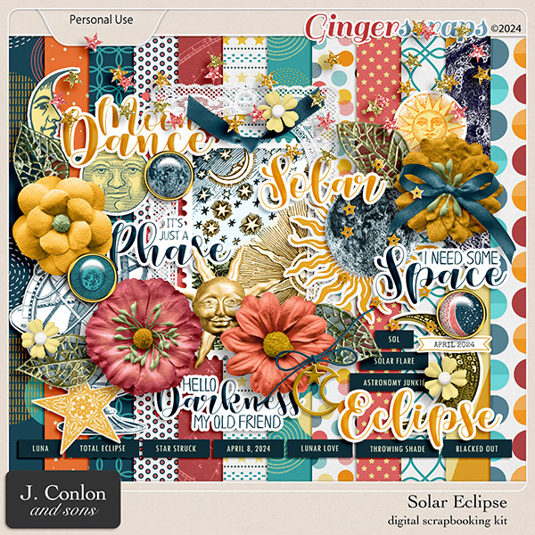 Solar Eclipse Digital Scrapbooking Kit by J. Conlon and Sons