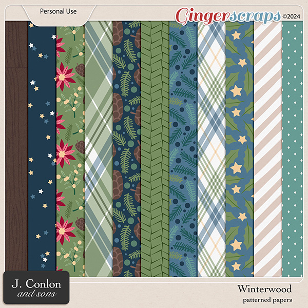 Winterwood Patterned Papers by J. Conlon and Sons