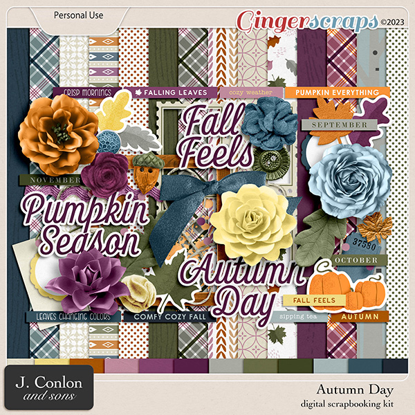 Autumn Day Digital Scrapbooking Kit by J. Conlon and Sons