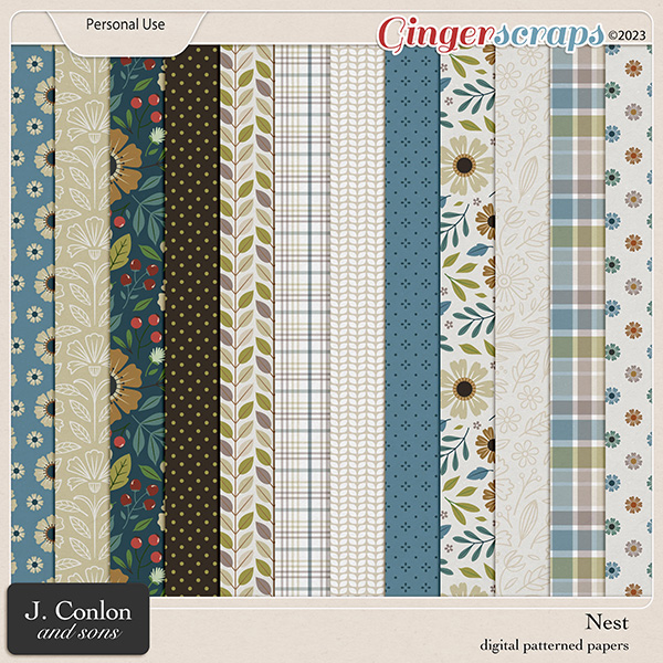 Nest Patterned Papers by J. Conlon and Sons