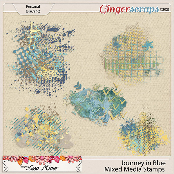 Journey in Blue Mixed Media Stamps from Designs by Lisa Minor