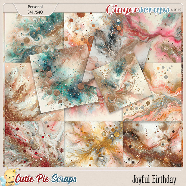 Joyful Birthday Glitter Papers