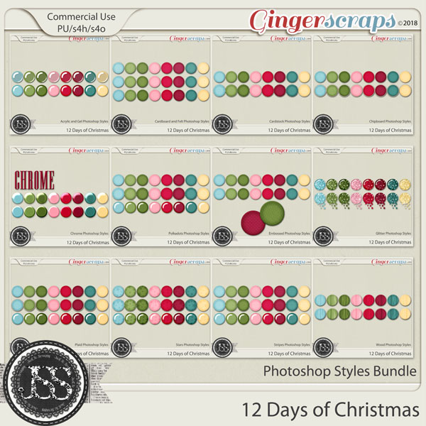 12 Days Of Christmas CU Photoshop Styles Bundle