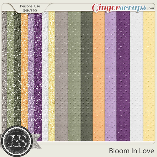 Bloom In Love 12x12 Glitter Papers