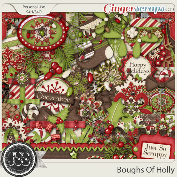 Boughs Of Holly Digital Scrapbooking Kit