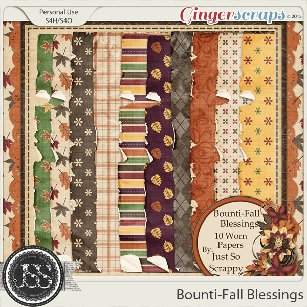 Bounti-Fall Blessings Worn and Torn Papers