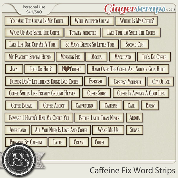 Caffeine Fix Word Labels