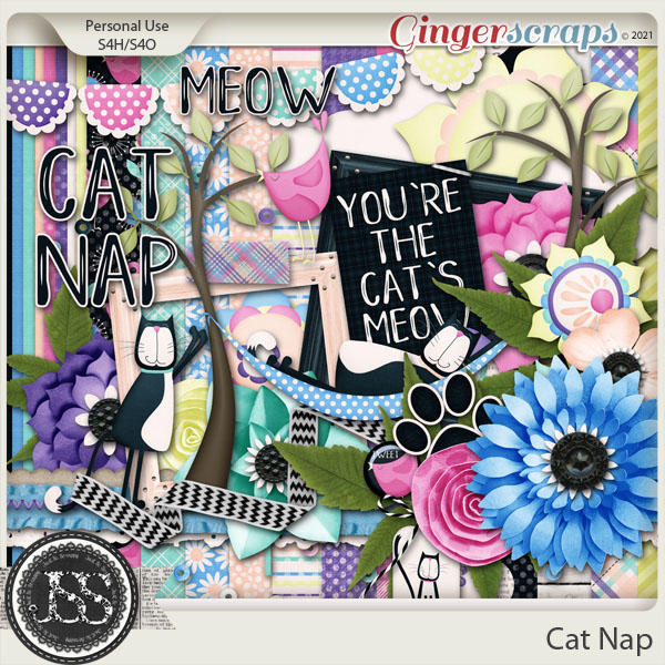 Cat Nap Digital Scrapbook Kit