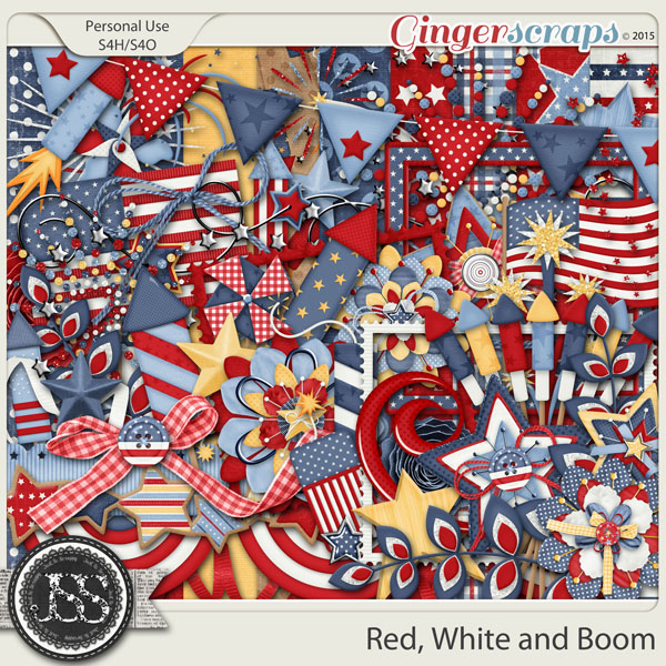 Red White and Boom Digital Scrapbook Kit