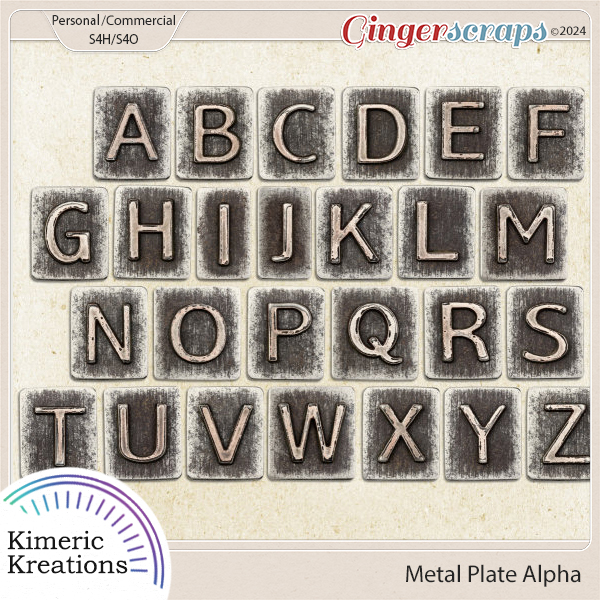 Metal Plate Alpha 01 by Kimeric Kreations