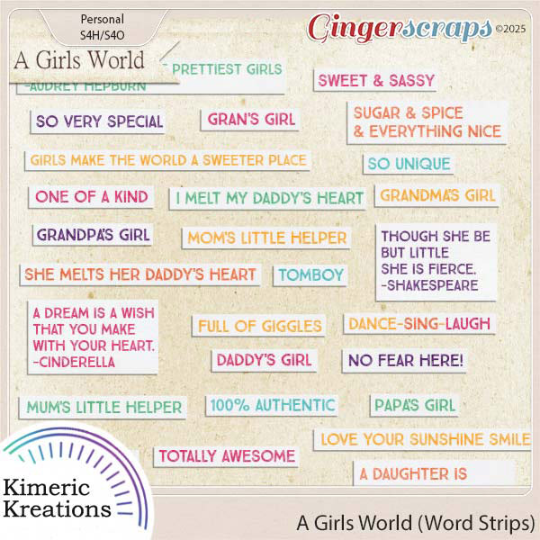 A Girls World Word Bits by Kimeric Kreations