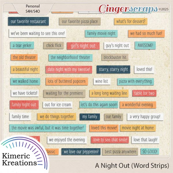 A Night Out Word Strips by Kimeric Kreations