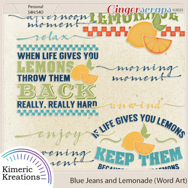 Blue Jeans and Lemonade Word Art by Kimeric Kreations