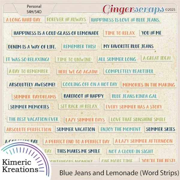 Blue Jeans and Lemonade Wordstrips by Kimeric Kreations