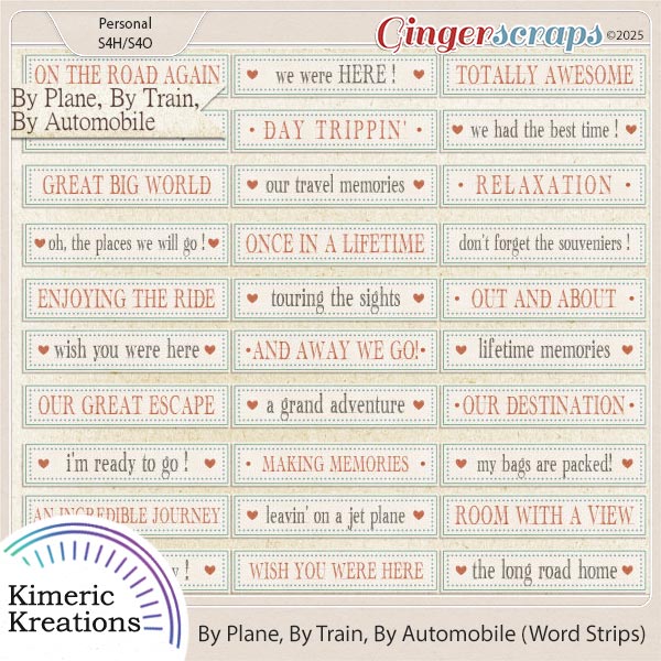 By Plane By Train By Automobile Word Strips by Kimeric Kreations