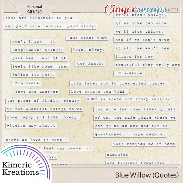 Blue Willow Word Strips by Kimeric Kreations