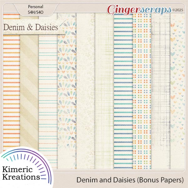 Denim and Daisies Bonus Papers by Kimeric Kreations