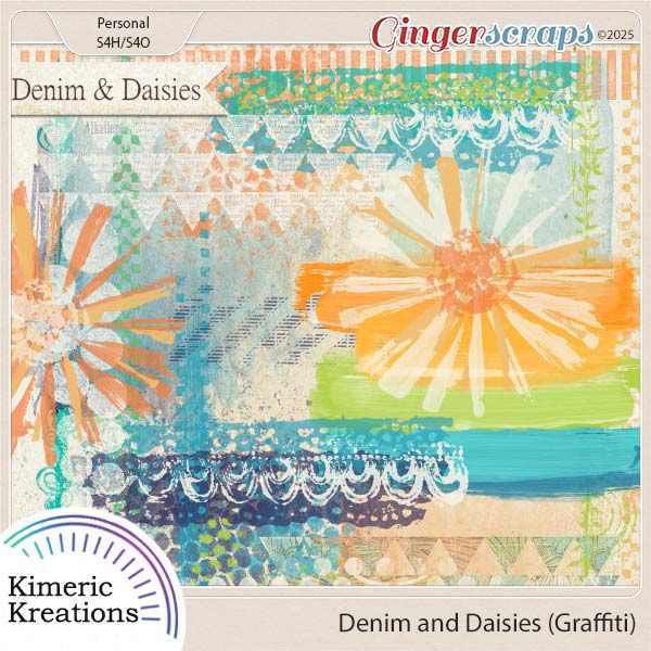 Denim and Daisies Graffiti by Kimeric Kreations