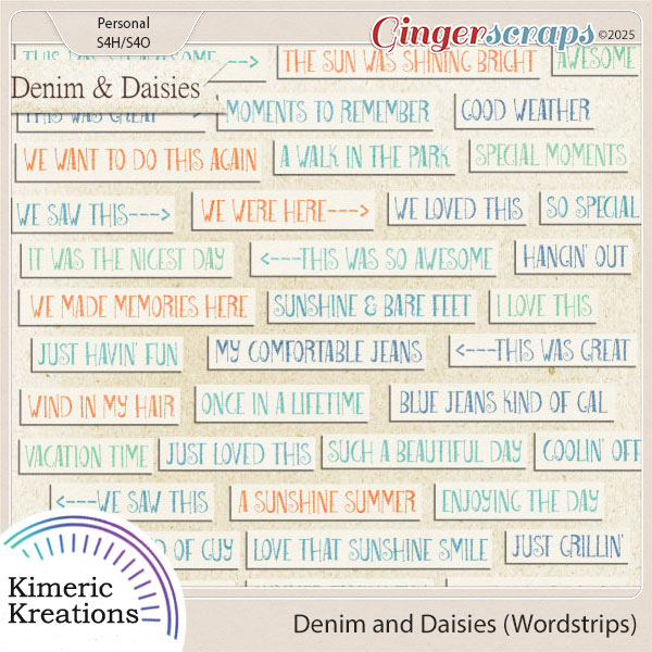 Denim and Daisies Word Strips by Kimeric Kreations