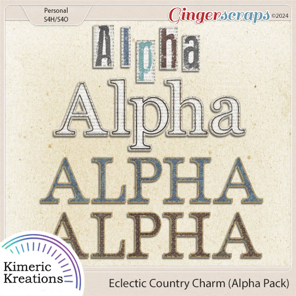 Eclectic Country Charm Alpha Pack by Kimeric Kreations