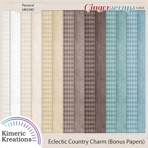 Eclectic Country Charm Bonus Papers by Kimeric Kreations