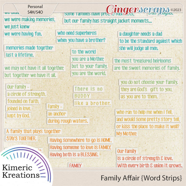 Family Affair Word Strips by Kimeric Kreations  