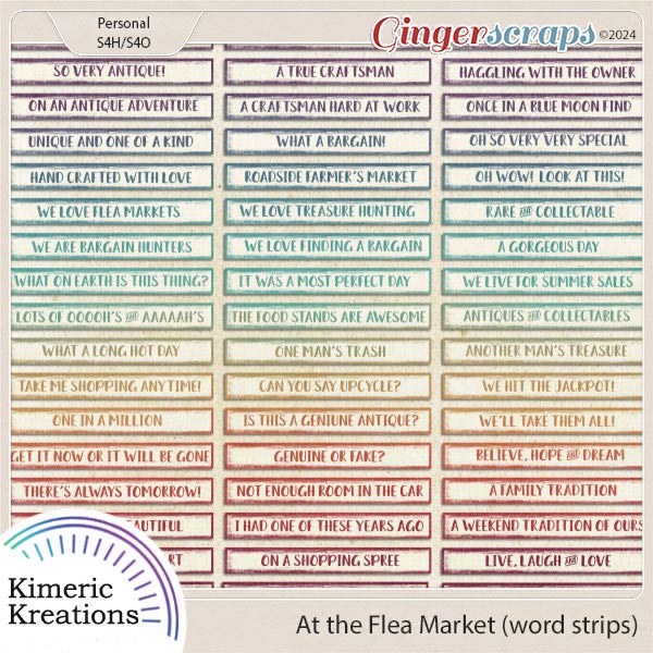 At the Flea Market Word Strips by Kimeric Kreations