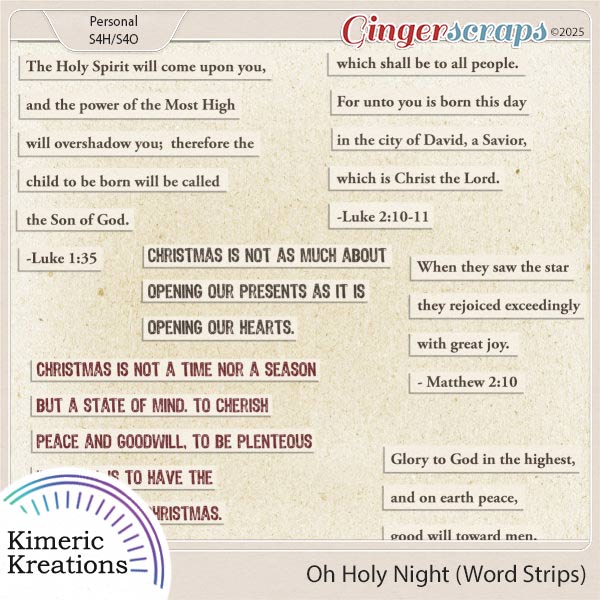Oh Holy Night Word Strips by Kimeric Kreations